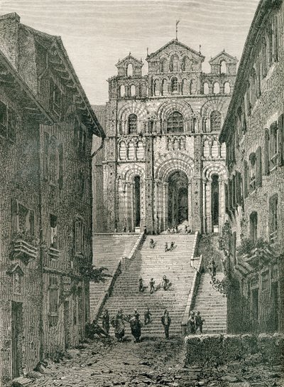 Kathedraal van Le Puy, Le Puy-en-Velay, Auvergne, in de 19e eeuw, uit 